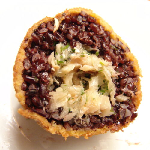 Arancini al Baccalà al riso Venere - Salvo Nicastro Chef
