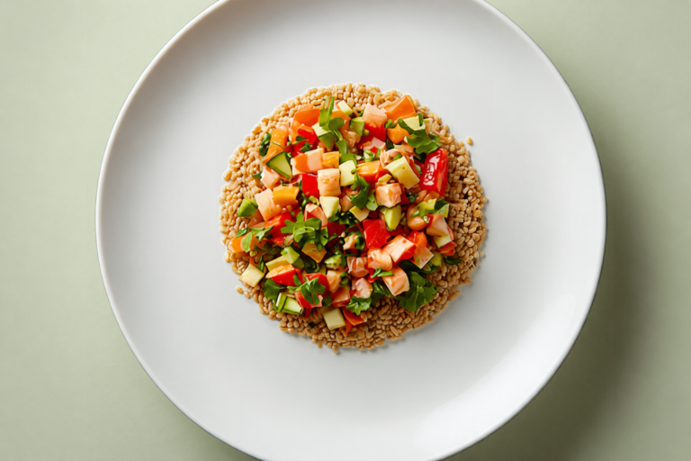 Tartare di verdure e Salmone con Quinoa