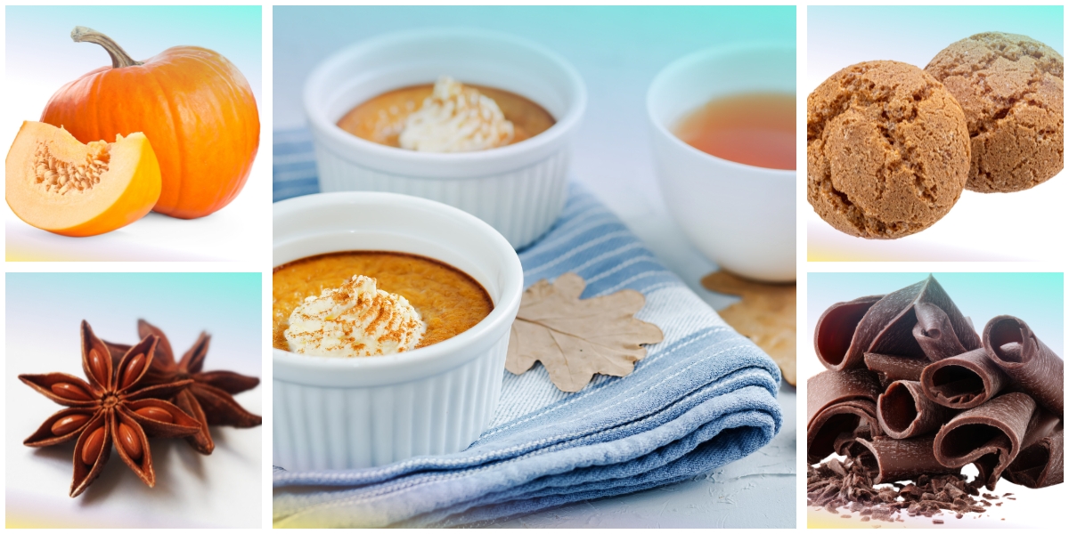 Budino di zucca con anice stellato, amaretti e cioccolato