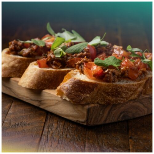 Caponata con pane torrefatto