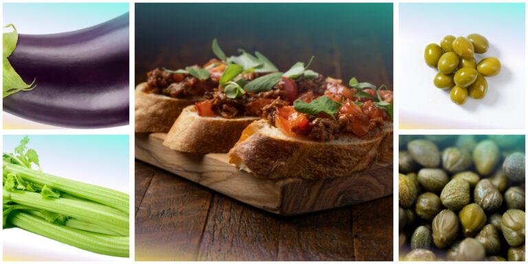 Caponata con pane torrefatto