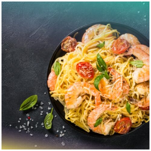 Casarecce di zucca, pistacchio e gamberetti