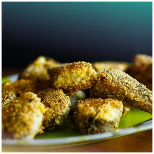 Filetti d'orata in pastella di ceci e cipolla rossa