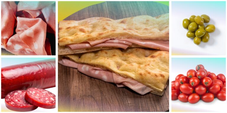 Focaccia farcita con mortadella e salame