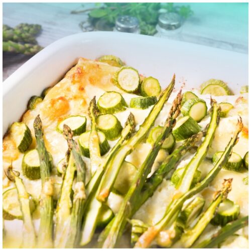 Lasagnette alle zucchine, vellutata di taleggio e fiori di zucca