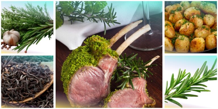 Lombatina d'agnello in crosta di erbe, jus al tè affumicato e patate fondenti