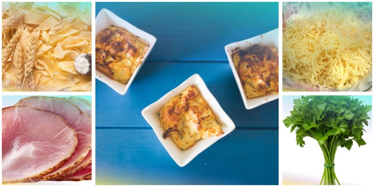 Maltagliati soufflé con prosciutto cotto e panna
