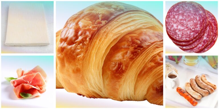 Mini croissant salati con prosciutto, salame e würstel