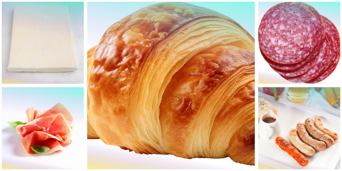 Mini croissant salati con prosciutto, salame e würstel