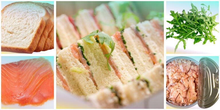 Mini tramezzini farciti con salmone e rucola