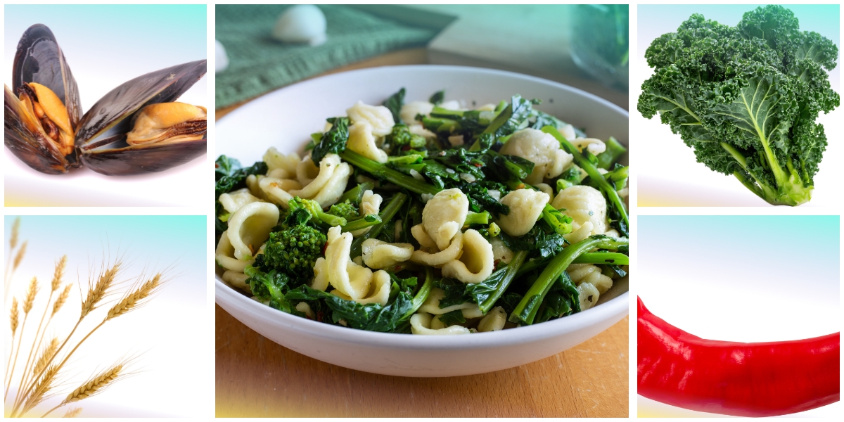 Orecchiette di grano arso con cavolo riccio e cozze