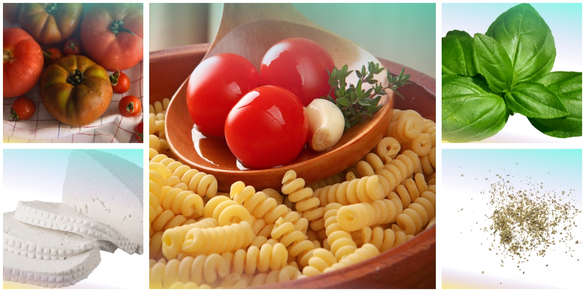 Pasta fredda al pomodoro cuore di bue e ricotta salata