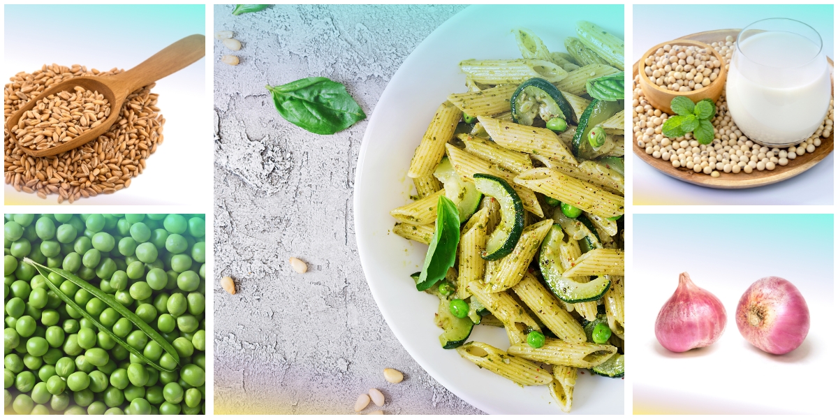 Penne al farro con piselli e panna di soia