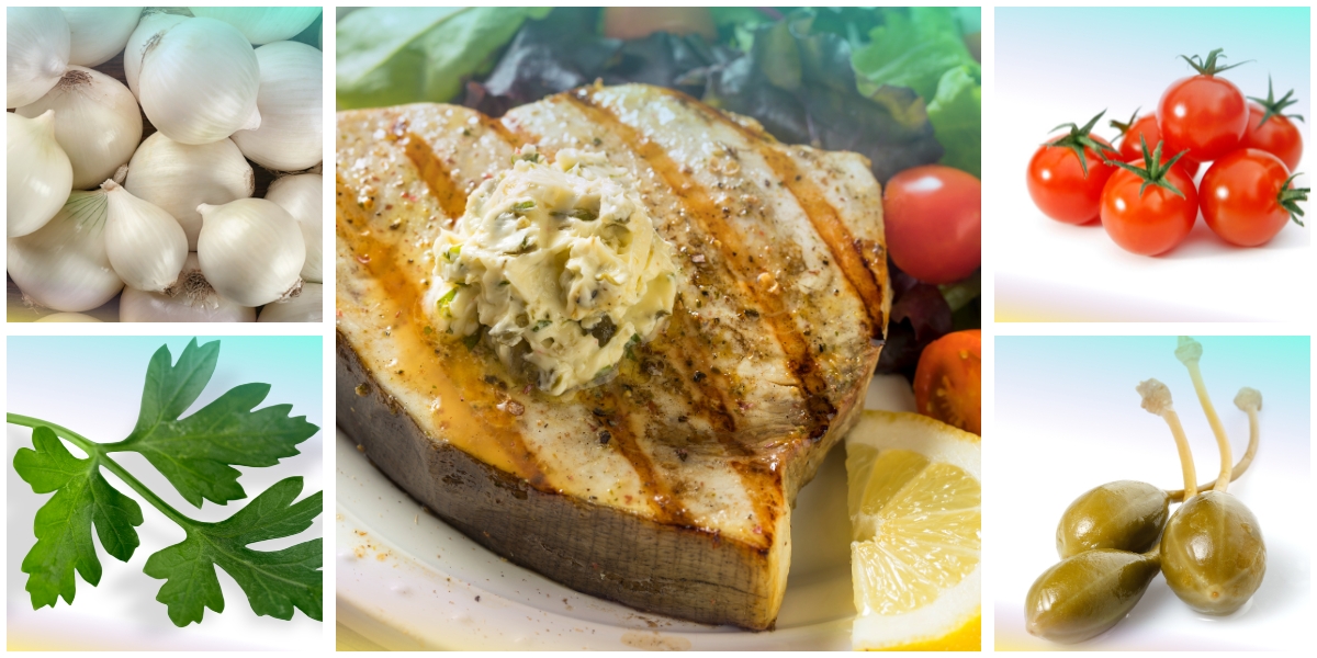 Pesce spada con cipolla e pomodorino
