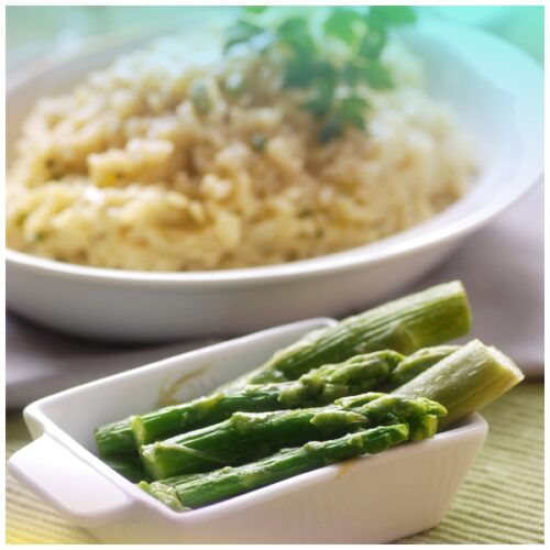 Risotto con asparagi e carciofi