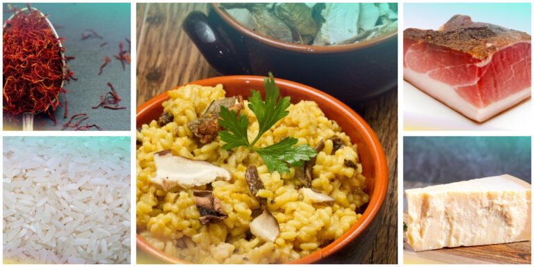 Risotto con zafferano, funghi e speck
