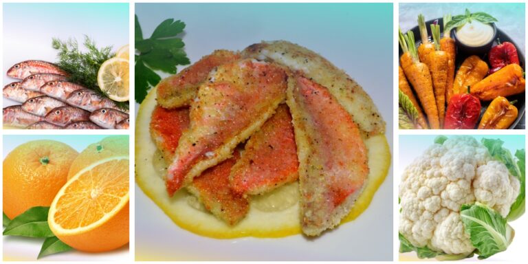Triglie scottate con giardiniera di verdure e gelatina d'arancio