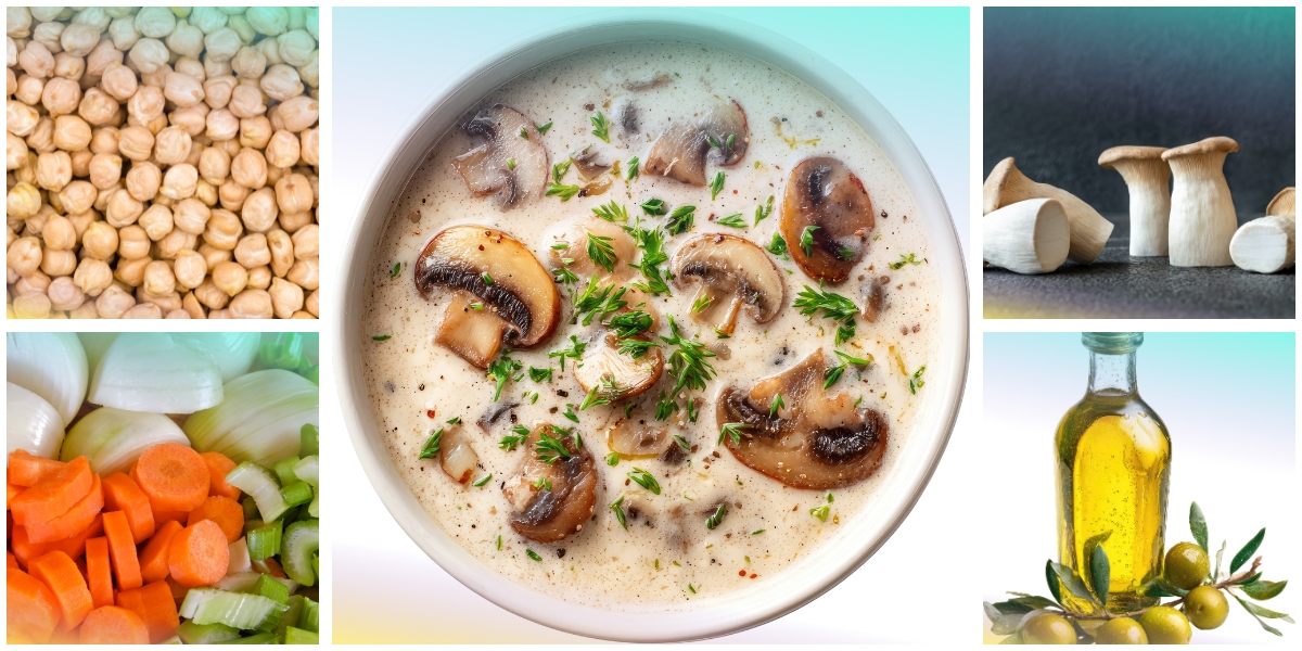 Vellutata di cicerchie e funghi cardoncelli
