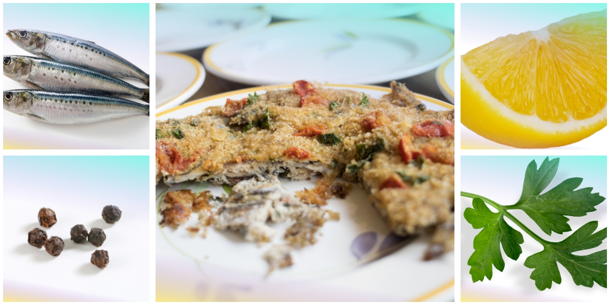 Ventaglio di sarde al pepe nero