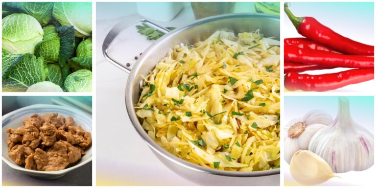 Verza saltata con seitan, peperoncino e aglio