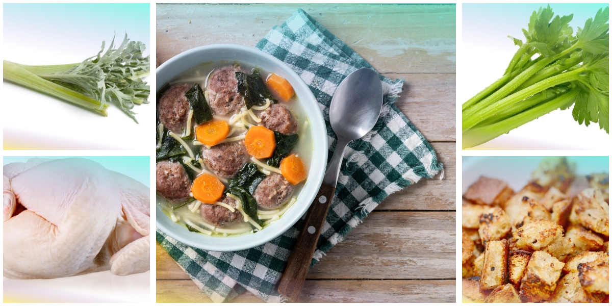 Zuppa di cardone con polpettine e stracciatella